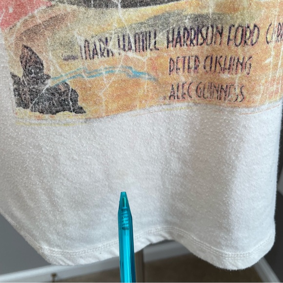 Vintage Star Wars 3/4 Long Sleeve Raglan T Shirt Size M Blue & White Retro - Picture 12 of 12